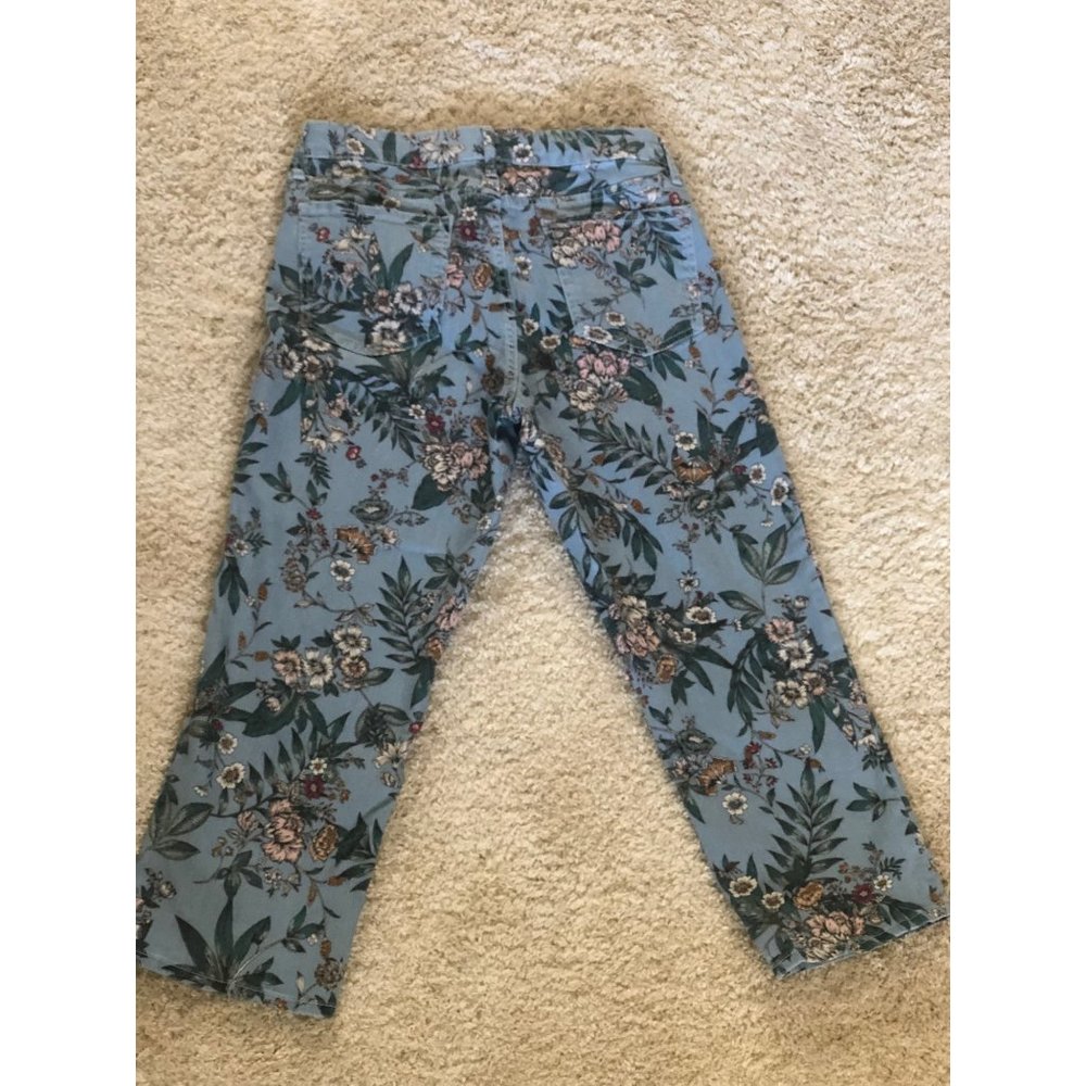 Code Bleu Size 12 Petite Blue Tropical Print Classic Capri - Picture 11 of 12